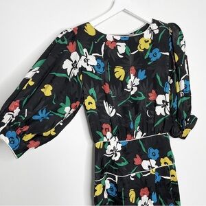 Vintage 100% Silk Floral Richard Lang 40s 50s 60s Dress Size 6